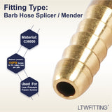 LTWFITTING Brass Barb Splicer Mender 3/16 inch Hose ID Fitting Air Water Fuel Boat(Pack of 10)