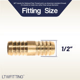 LTWFITTING Brass Barb Splicer Mender 1/2 inch ID Hose Fitting Air Water Fuel Hose Joiner(Pack of 5)
