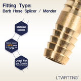 LTWFITTING Brass Barb Splicer Mender 1/2 inch ID Hose Fitting Air Water Fuel Hose Joiner(Pack of 5)