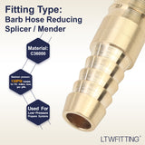LTWFITTING Brass Barb Hose 3/8-Inch x 5/16-Inch ID Hose Reducing Splicer Mender Fitting (Pack of 500)