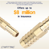 LTWFITTING Brass Barb Hose 3/8-Inch x 5/16-Inch ID Hose Reducing Splicer Mender Fitting (Pack of 10)