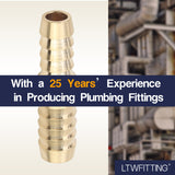 LTWFITTING Brass Barb Hose 3/8-Inch x 5/16-Inch ID Hose Reducing Splicer Mender Fitting (Pack of 500)