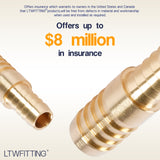 LTWFITTING Brass Barb Hose Reducing Splicer Mender 3/8 inch ID Hose x 1/2 inch ID Hose Fitting Air Water Fuel Boat(Pack of 25)