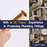 LTWFITTING Brass Barb Hose Reducing Splicer Mender 3/8 inch ID Hose x 1/2 inch ID Hose Fitting Air Water Fuel Boat(Pack of 25)