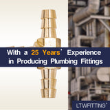 LTWFITTING Brass Barb Tee Fitting 5/16 inch / 8 mm ID Hose (Pack of 25)