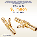LTWFITTING Brass Barb Tee Fitting 1/4 inch x 1/4 inch x 1/8 inch ID Hose for Water Fuel Boat (Pack of 20)