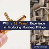LTWFITTING Brass Barb Tee Fitting 1/4 inch x 1/4 inch x 1/8 inch ID Hose for Water Fuel Boat (Pack of 200)