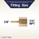LTWFITTING Brass Barb Fitting Coupler 1/8-Inch Hose ID x 1/4-Inch Female NPT Fuel Gas Water(Pack of 400)