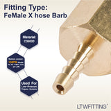 LTWFITTING Brass Barb Fitting Coupler 1/8-Inch Hose ID x 1/4-Inch Female NPT Fuel Gas Water(Pack of 400)