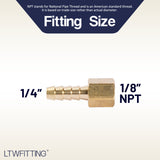 LTWFITTING Brass Fitting Coupler 1/4-Inch Hose Barb x 1/8-Inch Female NPT Fuel Water(Pack of 500)