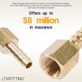 LTWFITTING Brass Fitting Coupler 1/4-Inch Hose Barb x 1/8-Inch Female NPT Fuel Water(Pack of 500)