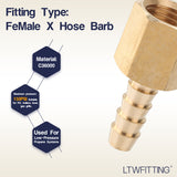 LTWFITTING Brass Fitting Coupler 1/4-Inch Hose Barb x 1/4-Inch Female NPT Fuel Water Boat(Pack of 25)