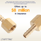 LTWFITTING Brass Fitting Coupler 1/4-Inch Hose Barb x 1/4-Inch Female NPT Fuel Water Boat(Pack of 25)