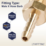 LTWFITTING Brass Barbed Fitting Coupler/Connector 1/8-Inch Hose Barb x 1/8-Inch Male NPT (Pack of 25)