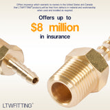 LTWFITTING Brass Barbed Fitting Coupler/Connector 1/8-Inch Hose Barb x 1/8-Inch Male NPT (Pack of 25)