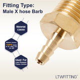 LTWFITTING Brass Fitting Coupler 1/8-Inch Hose Barb x 1/4-Inch Male NPT Fuel Gas Water(Pack of 100)