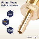 LTWFITTING Brass Fitting Coupler 3/16-Inch Hose Barb x 1/4-Inch Male NPT Fuel Gas Water(Pack of 500)