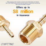 LTWFITTING Brass Fitting Coupler 3/16-Inch Hose Barb x 1/4-Inch Male NPT Fuel Gas Water(Pack of 25)