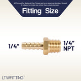 LTWFITTING Brass Fitting Coupler 1/4-Inch Hose Barb x 1/4-Inch Male NPT Fuel Gas Water(Pack of 5)
