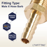 LTWFITTING Brass Fitting Coupler 1/4-Inch Hose Barb x 1/4-Inch Male NPT Fuel Gas Water(Pack of 5)