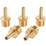 LTWFITTING Brass Barb Fitting Coupler/Connector 1/4-Inch Hose ID x 3/8-Inch Male NPT Fuel(Pack of 5)