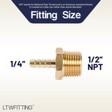 LTWFITTING Brass Barb Fitting Coupler/Connector 1/4-Inch Hose ID x 1/2-Inch Male NPT Fuel(Pack of 150)