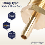 LTWFITTING Brass Barb Fitting Coupler/Connector 1/4-Inch Hose ID x 1/2-Inch Male NPT Fuel(Pack of 5)