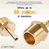 LTWFITTING Brass Barb Fitting Coupler/Connector 1/4-Inch Hose ID x 1/2-Inch Male NPT Fuel(Pack of 150)