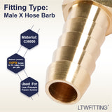 LTWFITTING Brass Fitting Coupler 5/16-Inch Hose Barb x 1/8-Inch Male NPT Fuel Gas Water(Pack of 25)