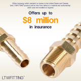 LTWFITTING Brass Fitting Coupler 5/16-Inch Hose Barb x 1/8-Inch Male NPT Fuel Gas Water(Pack of 25)
