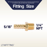 LTWFITTING Brass Fitting Coupler 5/16-Inch Hose Barb x 1/4-Inch Male NPT Fuel Gas Water(Pack of 500)