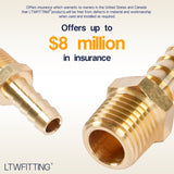 LTWFITTING Brass Fitting Coupler 5/16-Inch Hose Barb x 1/4-Inch Male NPT Fuel Gas Water(Pack of 500)
