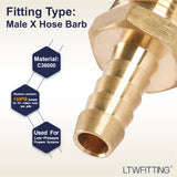 LTWFITTING Brass Fitting Coupler 5/16-Inch Hose Barb x 3/8-Inch Male NPT Fuel Gas Water(Pack of 60)