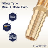LTWFITTING Brass Fitting Coupler 3/8-Inch Hose Barb x 1/8-Inch Male NPT Fuel Gas Water(Pack of 500)