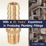 LTWFITTING Brass Fitting Coupler 3/8-Inch Hose Barb x 1/8-Inch Male NPT Fuel Gas Water(Pack of 500)