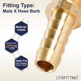 LTWFITTING 3/8-Inch Hose Barb x 1/4-Inch Male NPT Brass Coupler/Connector Fitting Fuel Gas(Pack of 25)