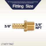 LTWFITTING Brass Barb Fitting Coupler/Connector 3/8-Inch Hose ID x 3/8-Inch Male NPT Fuel(Pack of 300)