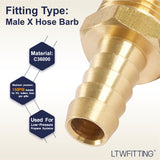 LTWFITTING Brass Barb Fitting Coupler/Connector 3/8-Inch Hose ID x 3/8-Inch Male NPT Fuel(Pack of 300)
