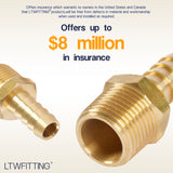 LTWFITTING Brass Barb Fitting Coupler/Connector 3/8-Inch Hose ID x 3/8-Inch Male NPT Fuel(Pack of 20)