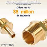 LTWFITTING Brass Barb Fitting Coupler 3/8-Inch Hose ID x 1/2-Inch Male NPT Fuel Gas Water(Pack of 200)