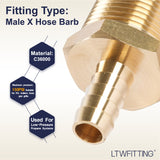 LTWFITTING Brass Barb Fitting Coupler 3/8-Inch Hose ID x 3/4-Inch Male NPT Fuel Gas Water(Pack of 25)