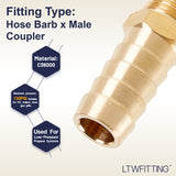 LTWFITTING Brass Fitting Connector 1/2-Inch Hose Barb x 1/4-Inch NPT Male Fuel Gas Water(Pack of 300)