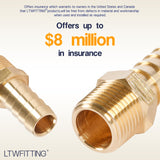 LTWFITTING Brass Fitting Connector 1/2-Inch Hose Barb x 3/8-Inch NPT Male Fuel Gas Water(Pack of 200)