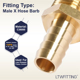 LTWFITTING Brass Fitting Connector 1/2-Inch Hose Barb x 1/2-Inch NPT Male Fuel Gas Water(Pack of 20)