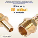 LTWFITTING Brass Fitting Connector 1/2-Inch Hose Barb x 1/2-Inch NPT Male Fuel Gas Water(Pack of 5)