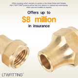 LTWFITTING Brass 1/4 Inch OD Short 45 Degree Flare Nut, Brass Flare Tube Fitting(Pack of 10)