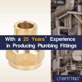 LTWFITTING Brass 1/4 Inch OD Short 45 Degree Flare Nut, Brass Flare Tube Fitting(Pack of 10)