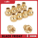 LTWFITTING Brass 1/4 Inch OD Short 45 Degree Flare Nut, Brass Flare Tube Fitting(Pack of 10)