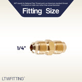 LTWFITTING Brass 1/4 Inch OD Flare Union,Brass Flare Tube Fitting(Pack of 30)