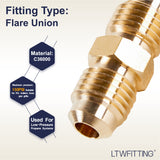 LTWFITTING Brass 1/4 Inch Flare x 1/4 Inch NPT Male Flare Union, Brass Flare Tube Fitting(Pack of 5)